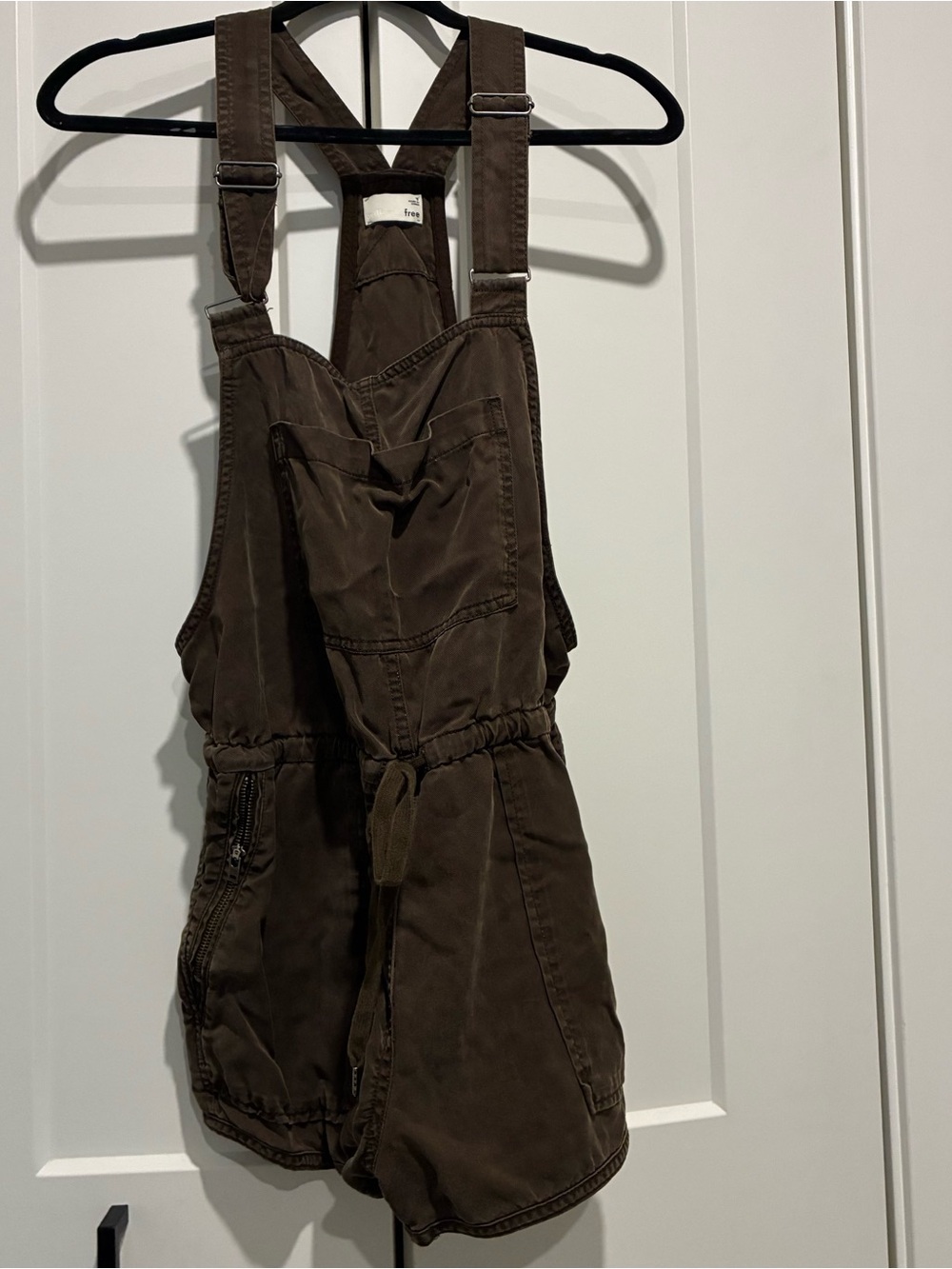 Women’s Brown Cargo Short Overalls